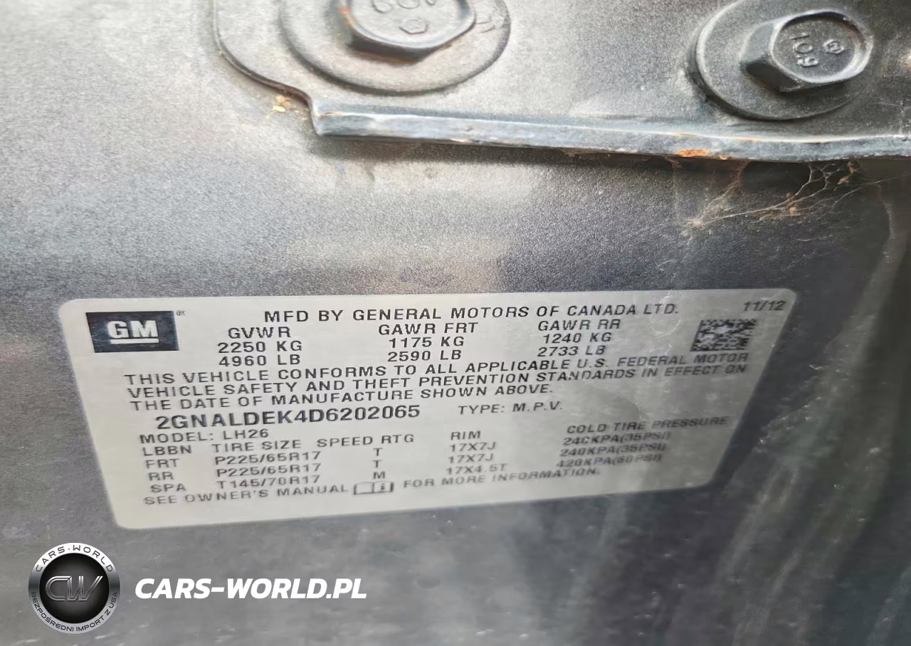 2013 Chevrolet Equinox Lt VIN:2GNALDEK4D6202065 - 12