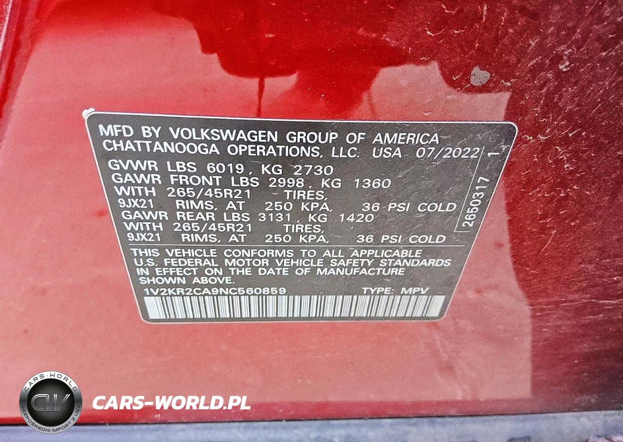 2022 Volkswagen Atlas Se VIN:1V2KR2CA9NC560859 - 13