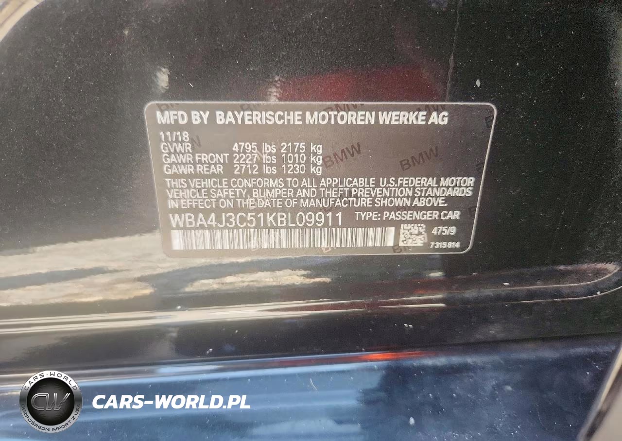 2019 BMW 430Xi Gran Coupe VIN:WBA4J3C51KBL09911 - 12