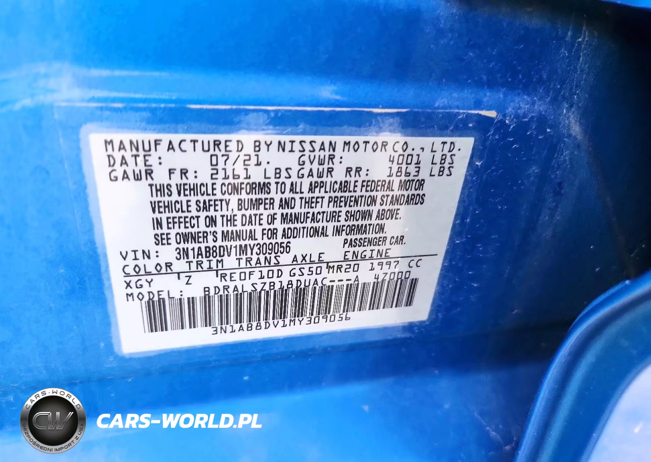 2021 Nissan Sentra Sr VIN:3N1AB8DV1MY309056 - 12
