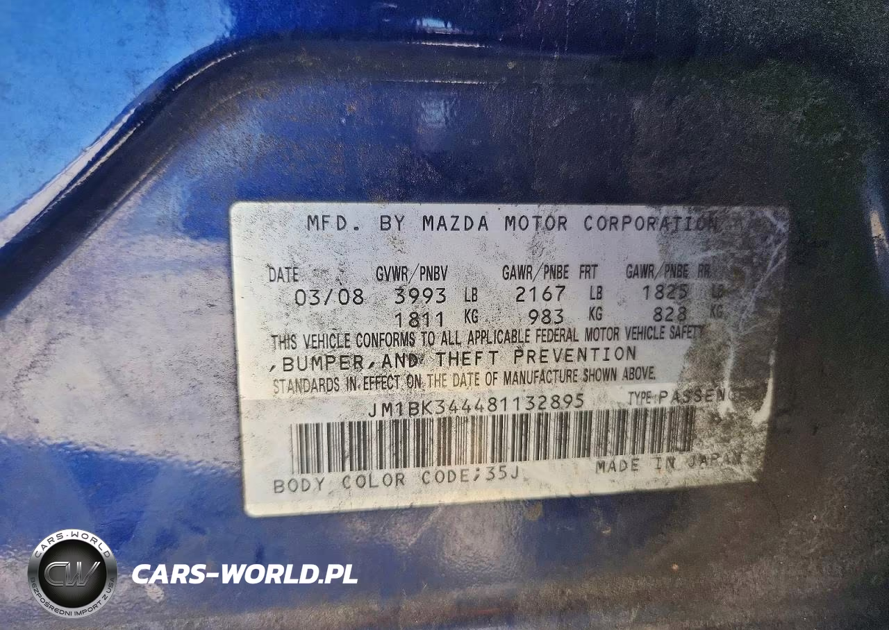 2008 Mazda 3 Hatchback VIN:JM1BK344481132895 - 12