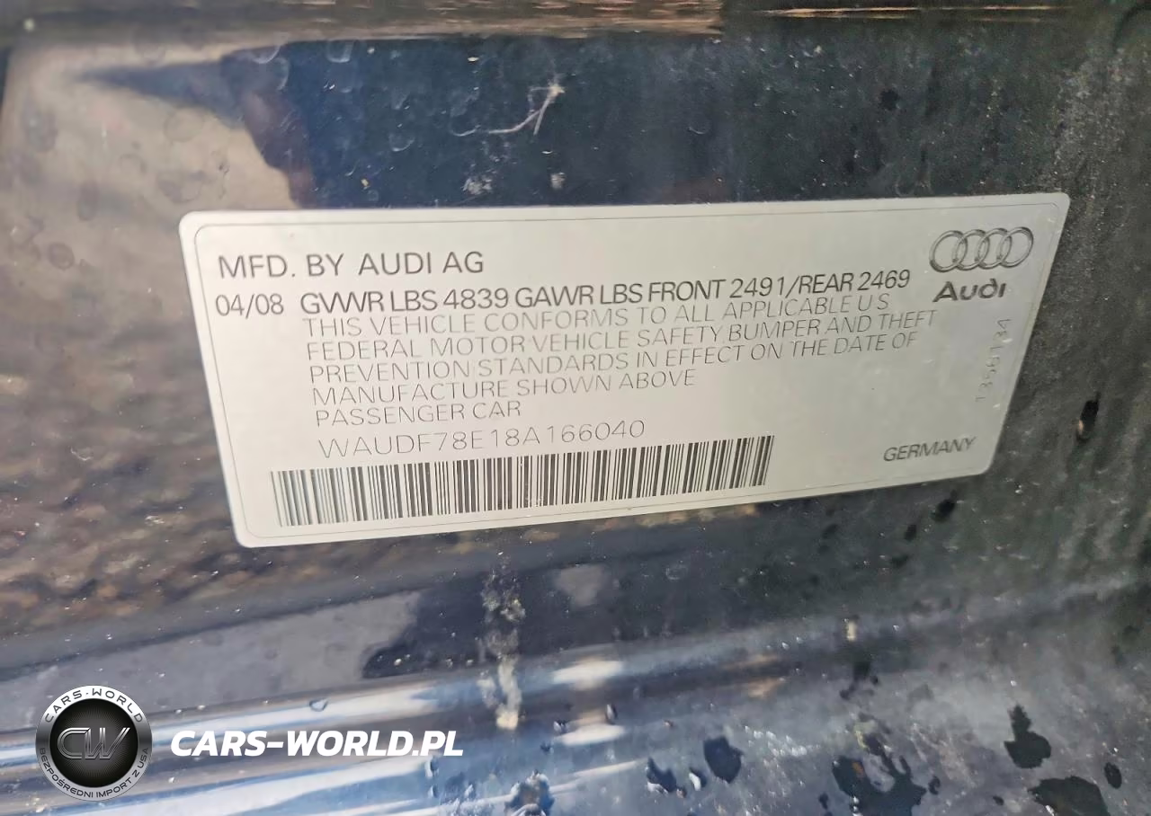 2008 Audi A4 2.0T Quattro VIN:WAUDF78E18A166040 - 12