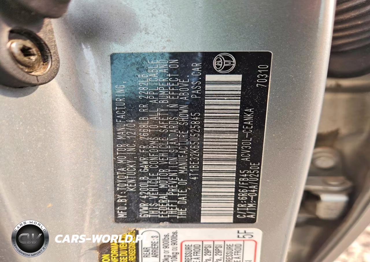2005 Toyota Camry Le VIN:4T1BE32K65U525845 - 12