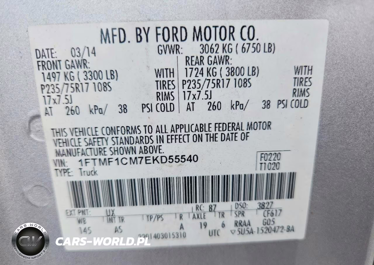 2014 Ford F150 VIN:1FTMF1CM7EKD55540 - 12