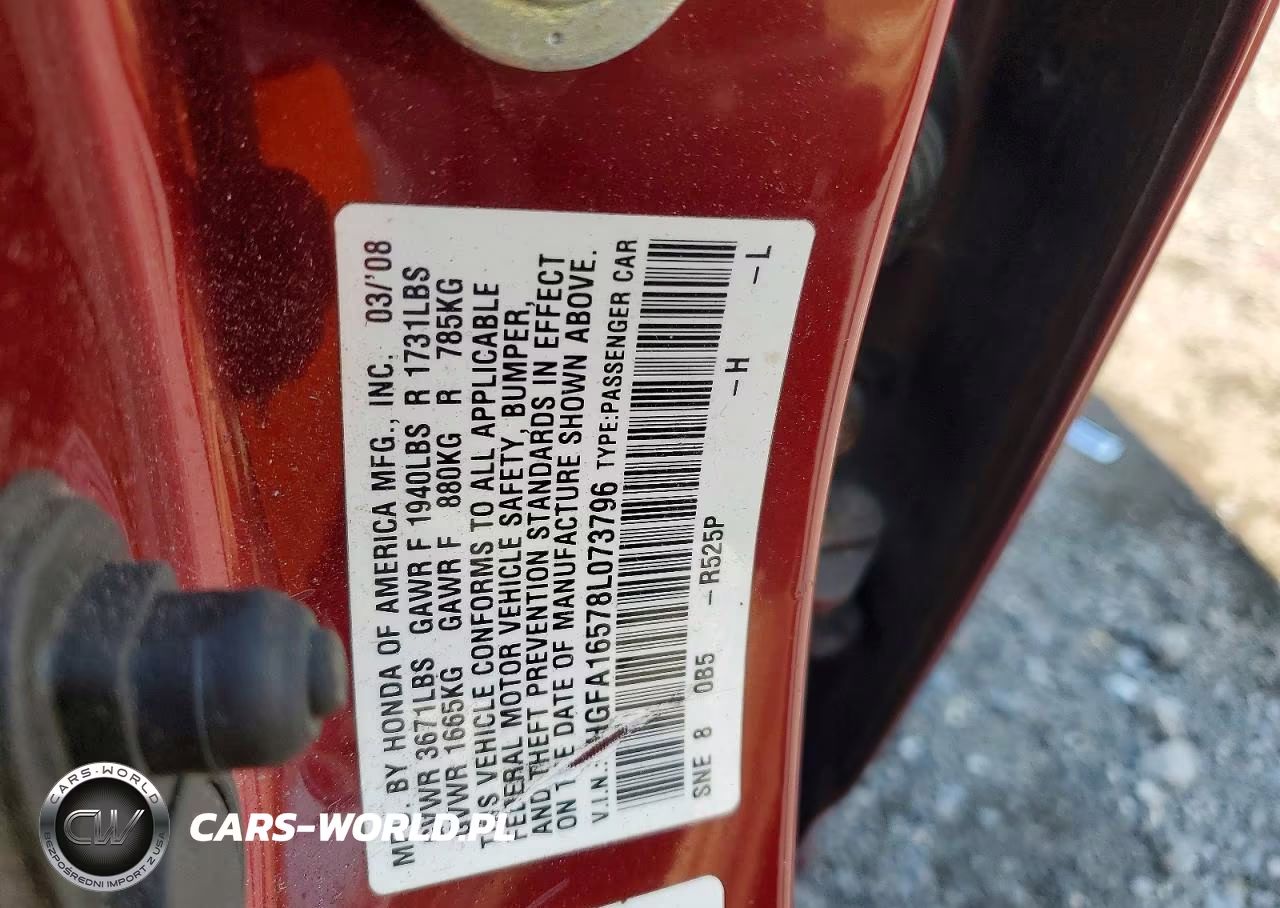 2008 Honda Civic Lx VIN:1HGFA16578L073796 - 12