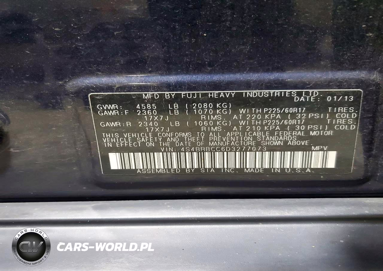 2013 Subaru Outback 2.5I Premium VIN:4S4BRBCC6D3277073 - 13