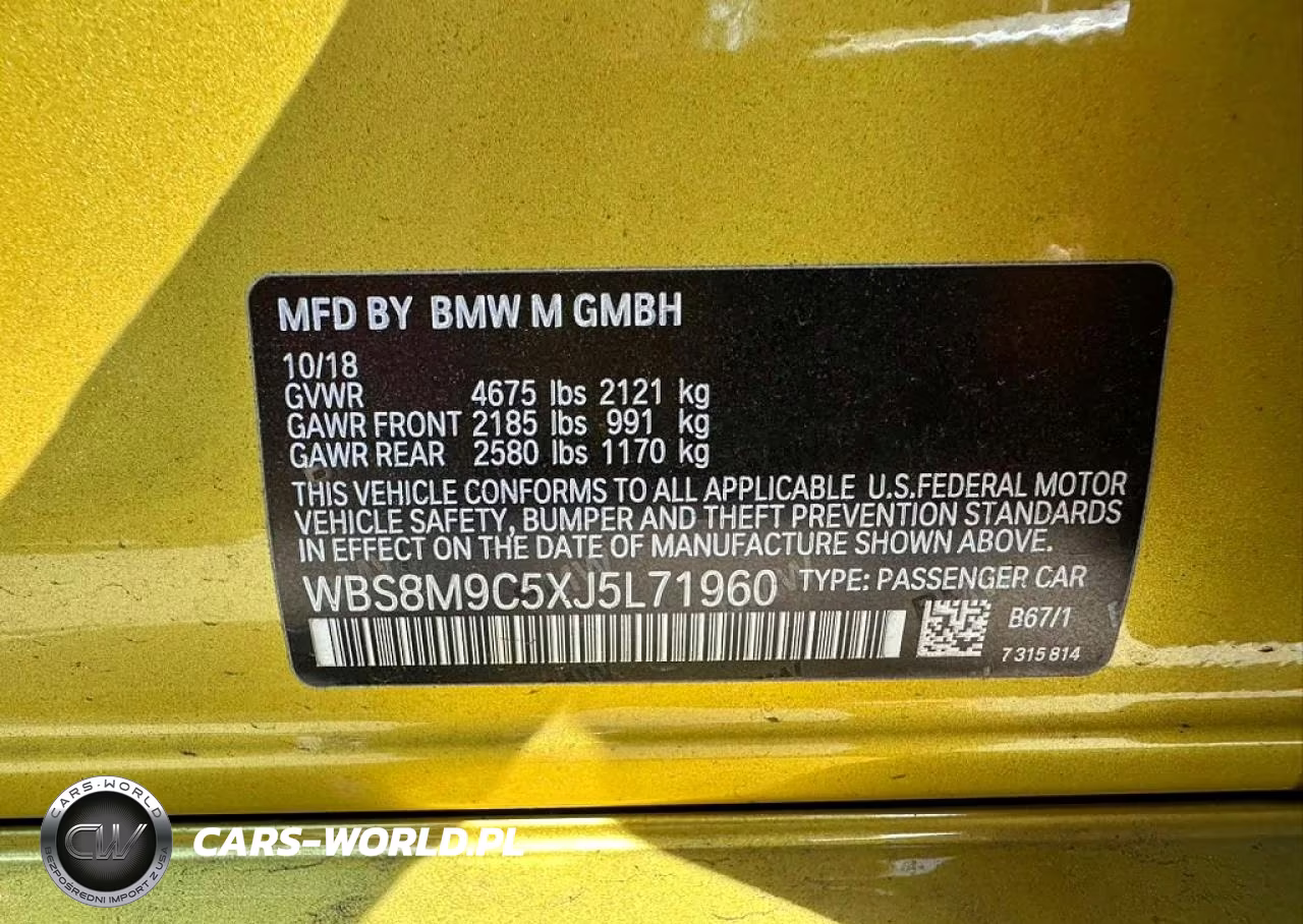 2018 BMW M3 VIN:WBS8M9C5XJ5L71960 - 10
