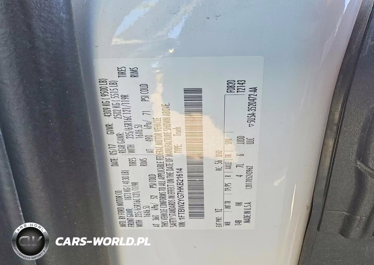 2017 Ford Transit T-350 VIN:1FTBW2YG7HKB21614 - 14
