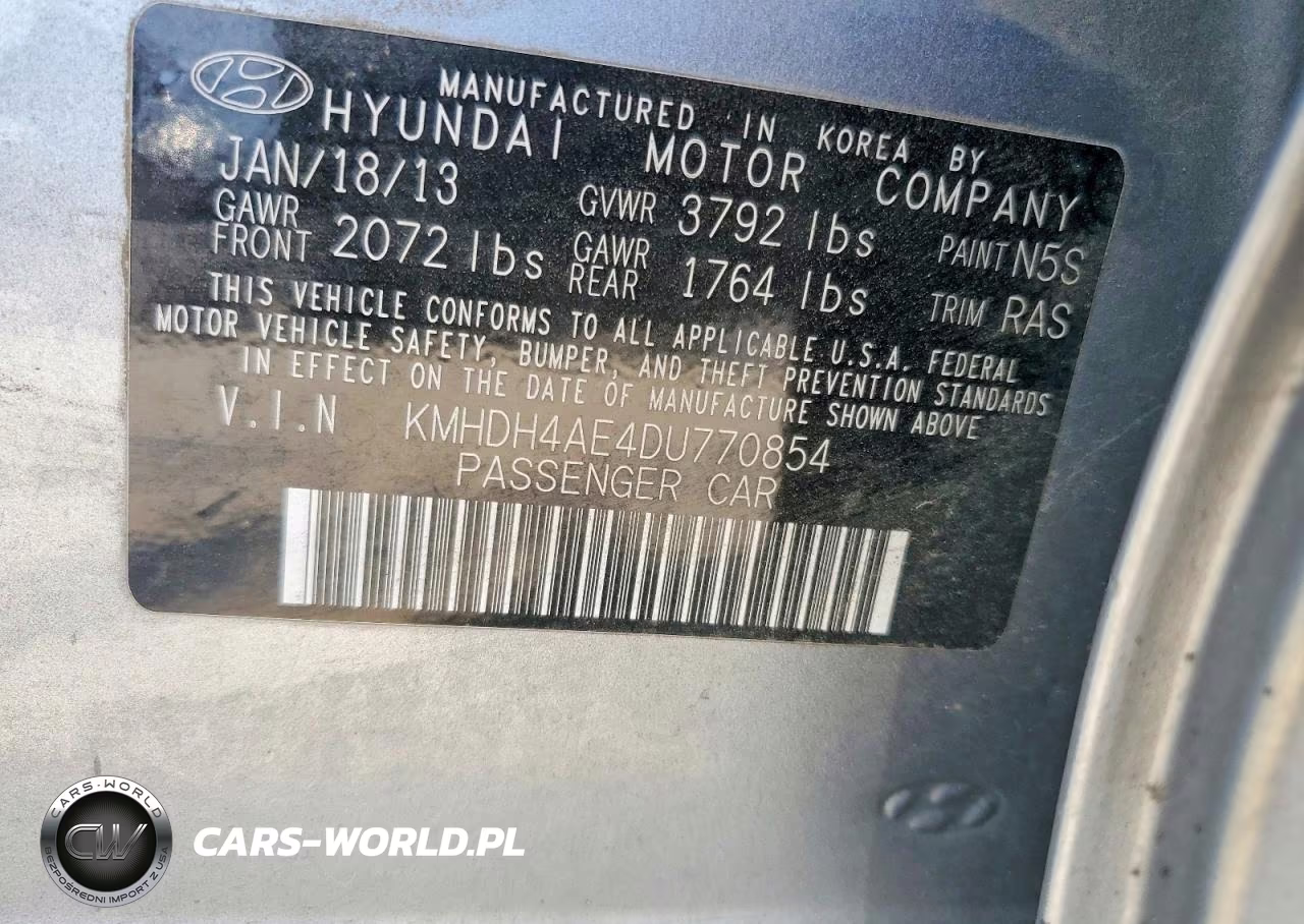 2013 Hyundai Elantra Gls VIN:KMHDH4AE4DU770854 - 12