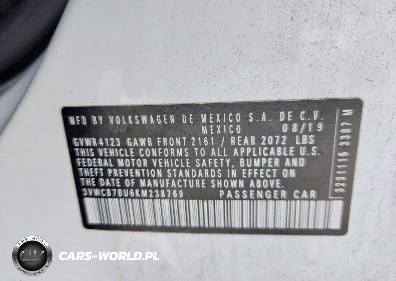 2019 Volkswagen Jetta S VIN:3VWCB7BU6KM238769 - 12