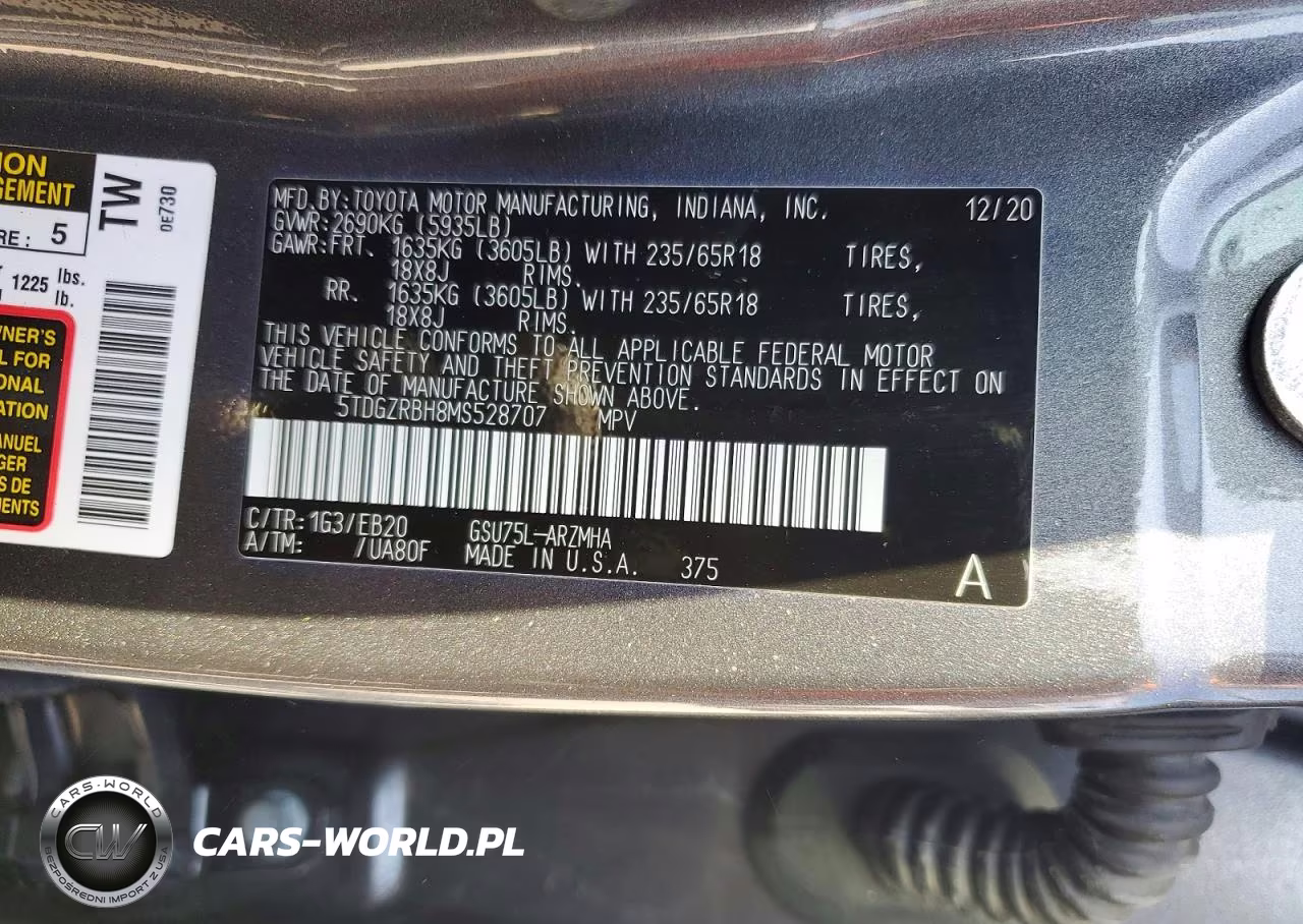 2021 Toyota Highlander Xle VIN:5TDGZRBH8MS528707 - 13
