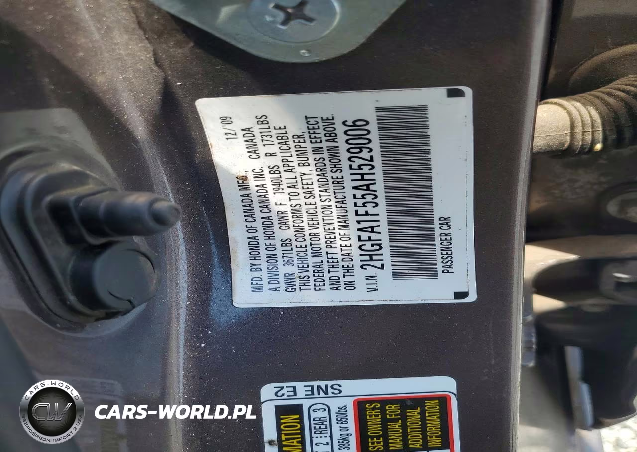 2010 Honda Civic Lx VIN:2HGFA1F55AH529006 - 12