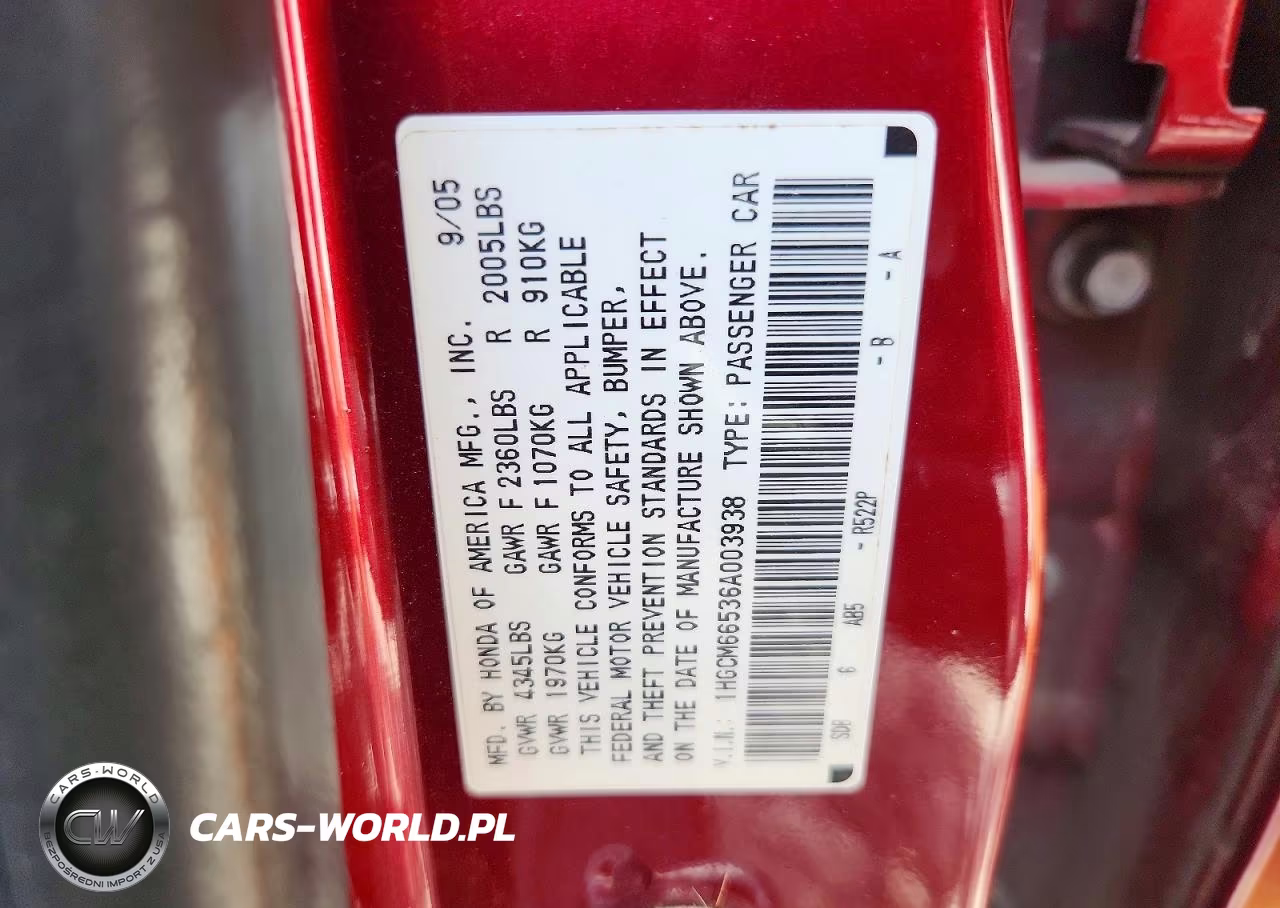 2006 Honda Accord Ex VIN:1HGCM66536A003938 - 13