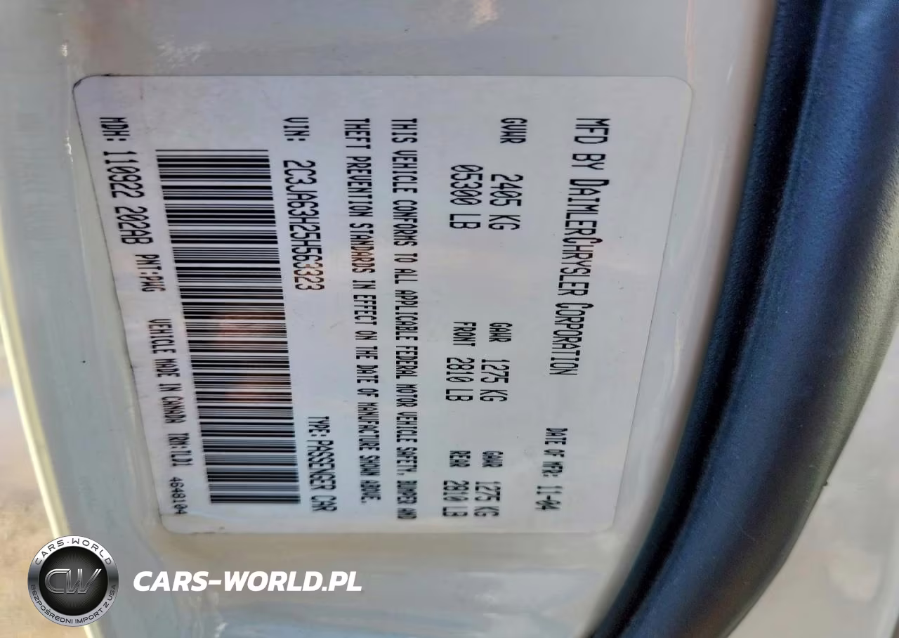 2005 Chrysler 300C VIN:2C3JA63H25H563323 - 12