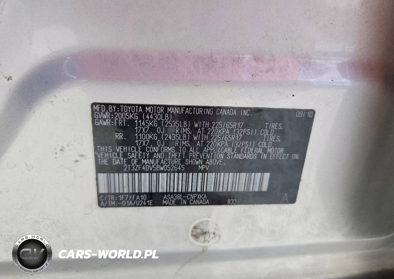 2011 Toyota Rav4 Base VIN:2T3ZF4DV5BW052645 - 12
