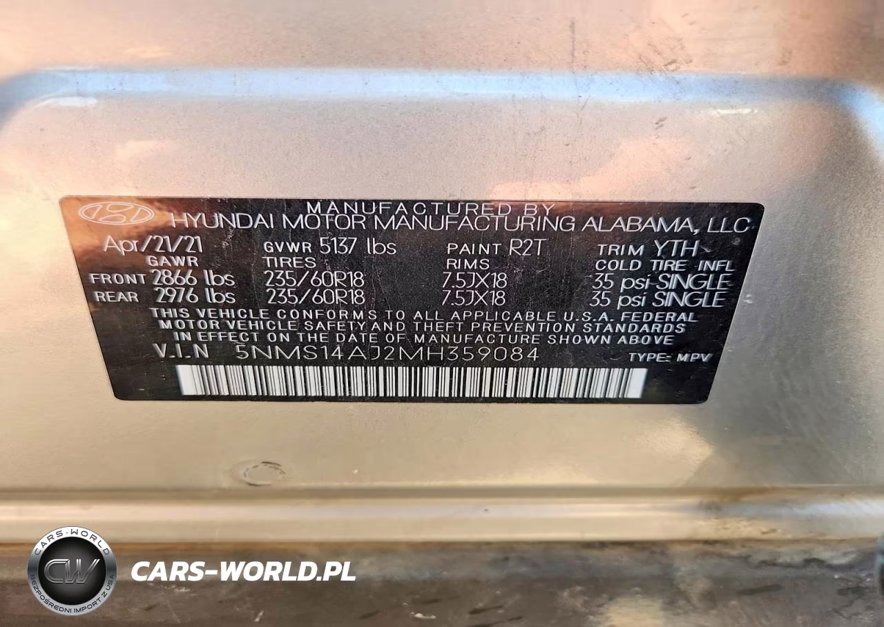2021 Hyundai Santa Fe Se VIN:5NMS14AJ2MH359084 - 13
