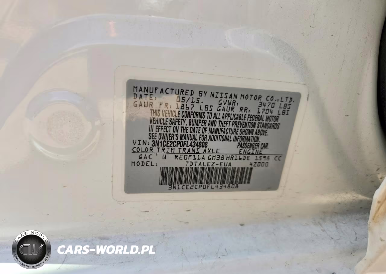 2015 Nissan Versa Note Sl VIN:3N1CE2CP0FL434808 - 12