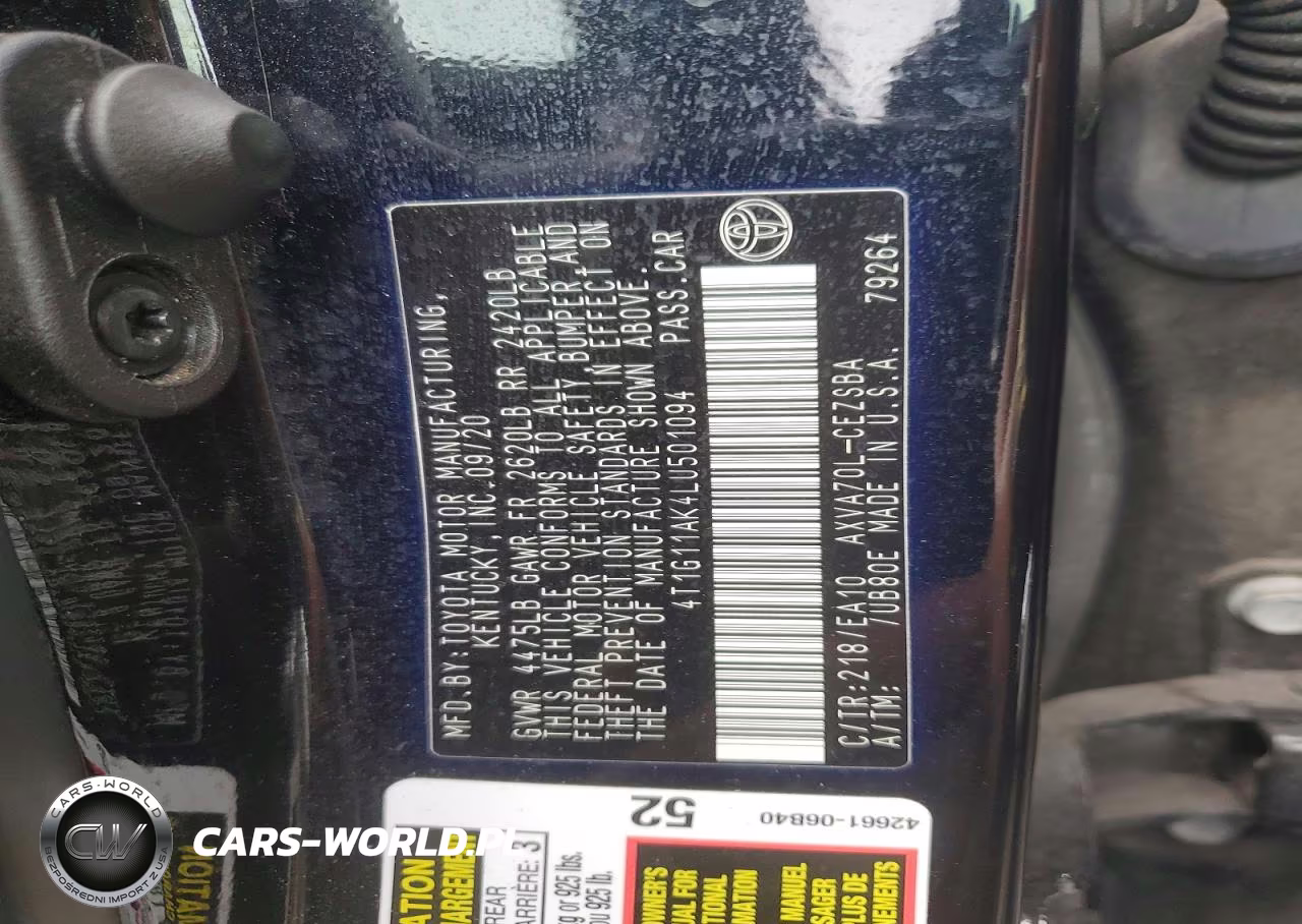 2020 Toyota Camry Se VIN:4T1G11AK4LU501094 - 12
