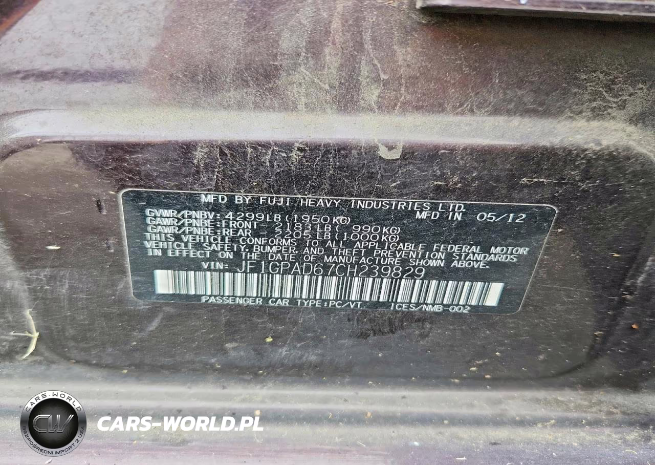 2012 Subaru Impreza Premium VIN:JF1GPAD67CH239829 - 12