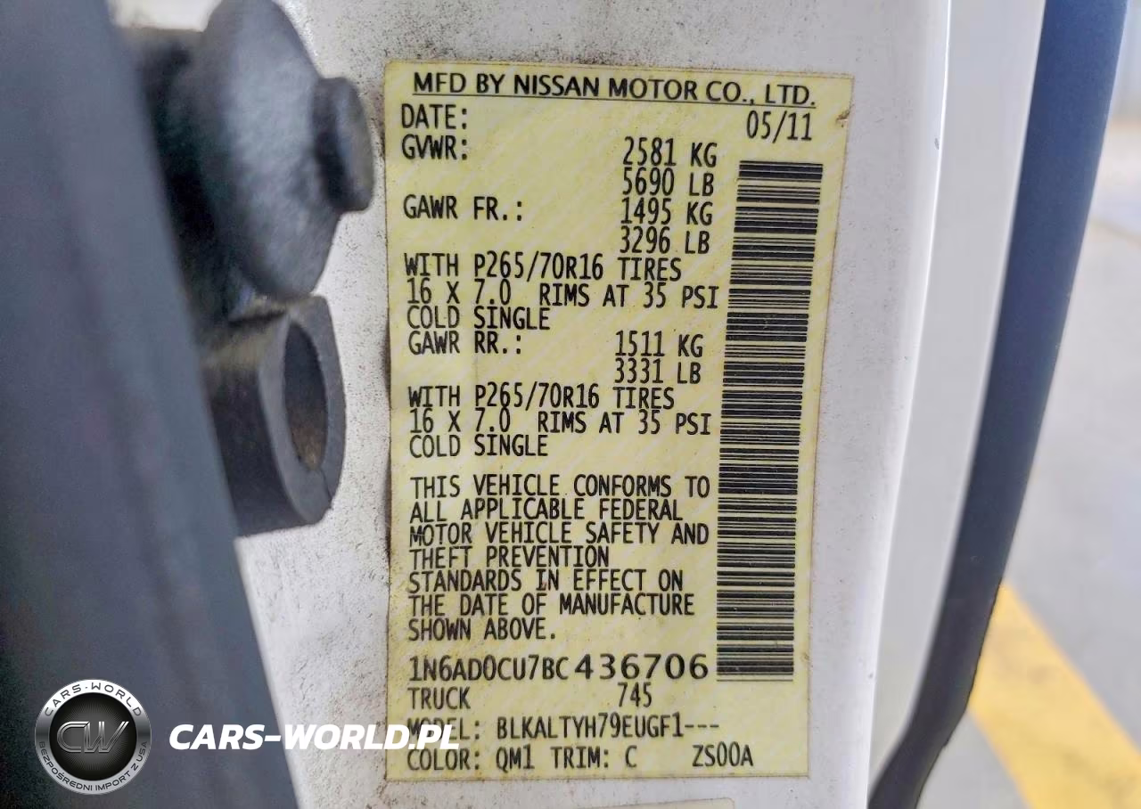 2011 Nissan Frontier Sv V6 VIN:1N6AD0CU7BC436706 - 12