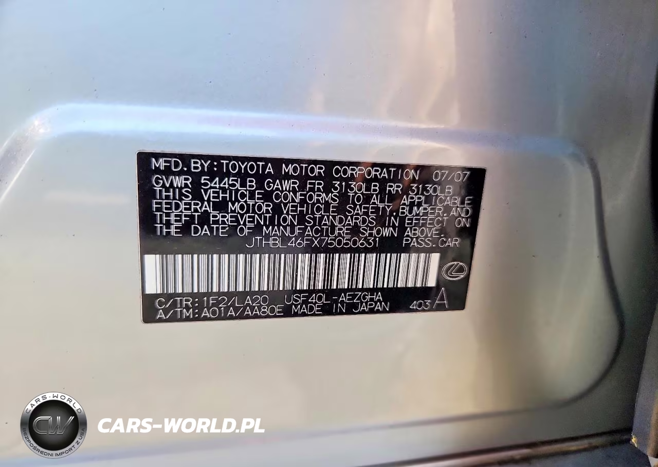 2007 Lexus Ls 460 VIN:JTHBL46FX75050631 - 12