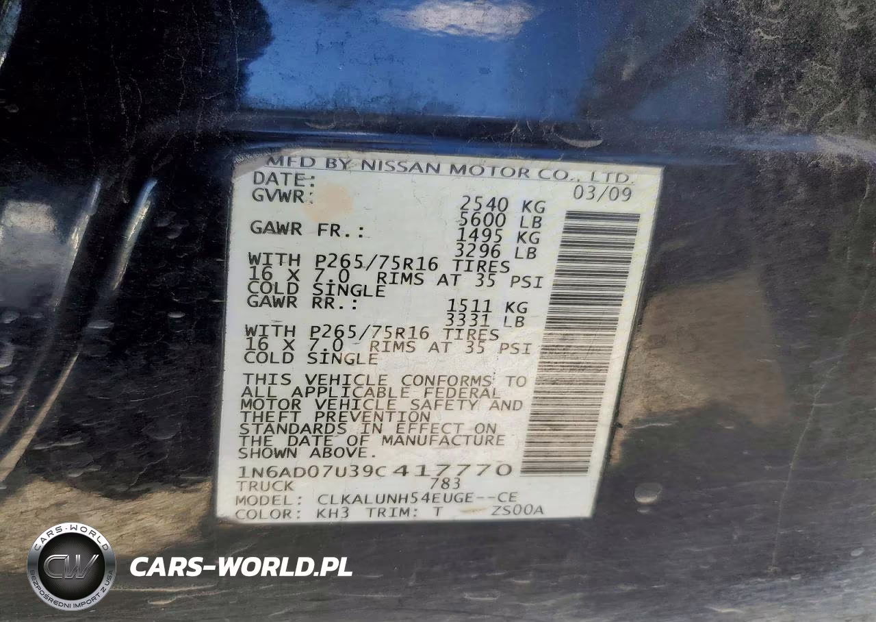2009 Nissan Frontier Se V6 VIN:1N6AD07U39C417770 - 12