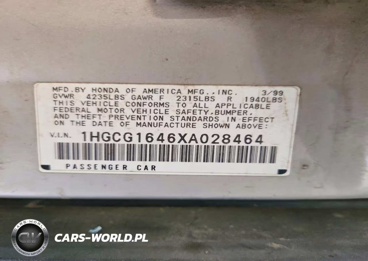 1999 Honda Accord Lx VIN:1HGCG1646XA028464 - 12