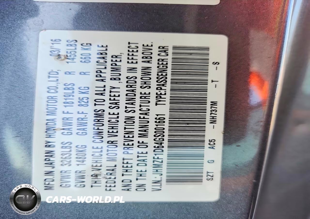 2016 Honda Cr-Z Ex VIN:JHMZF1D64GS001661 - 12