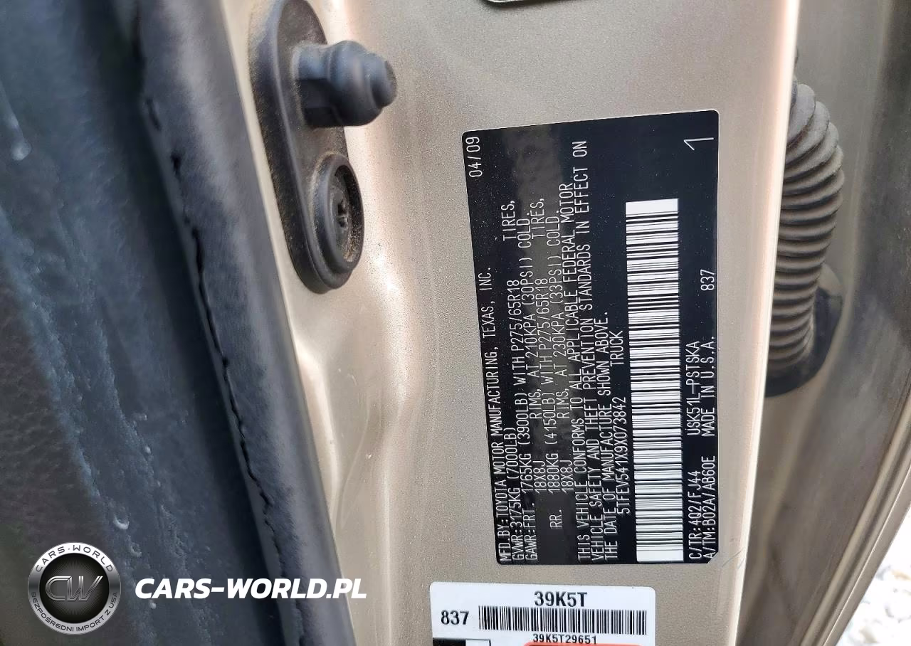 2009 Toyota Tundra Sr5 VIN:5TFEV541X9X073842 - 12