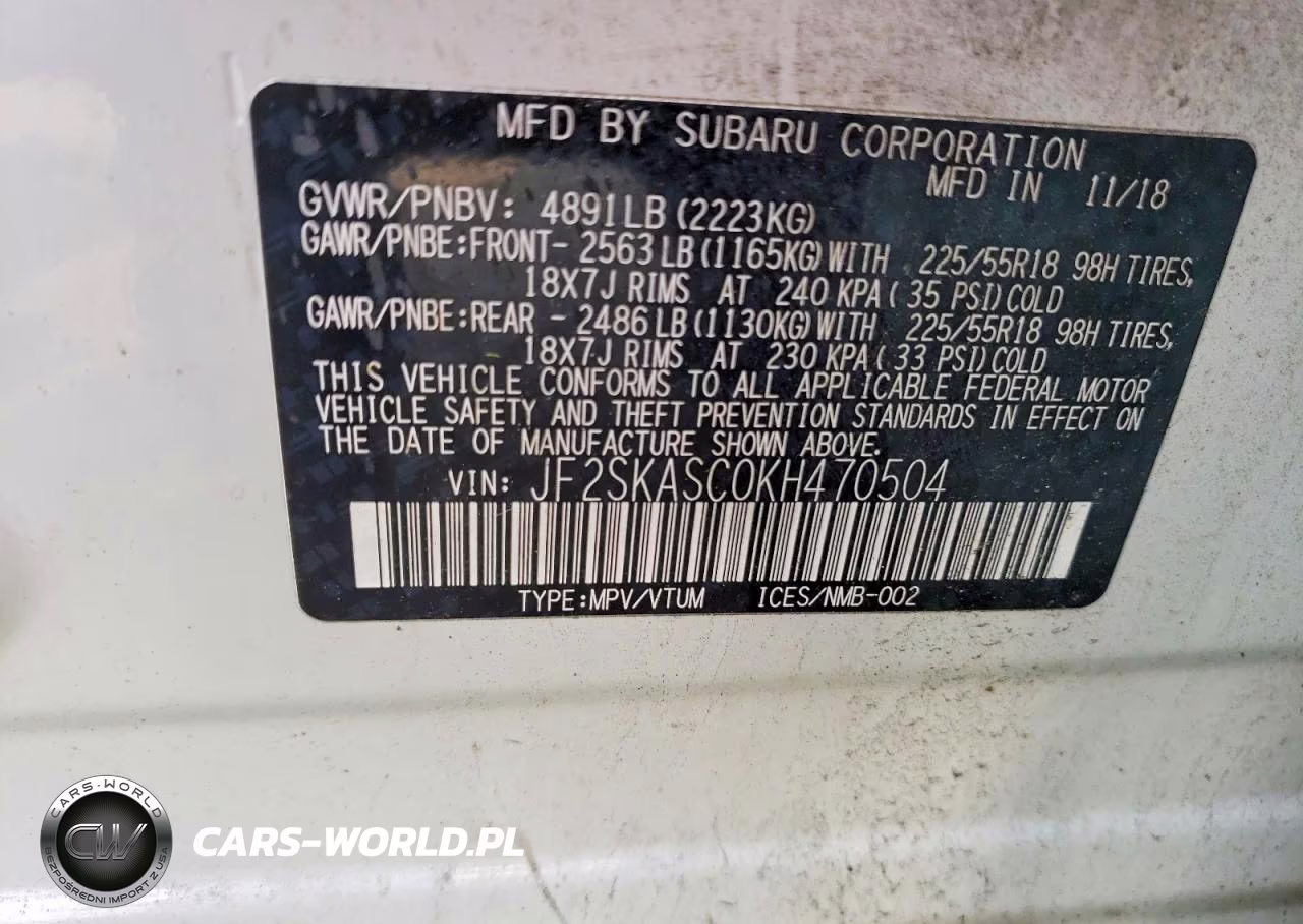 2019 Subaru Forester Limited VIN:JF2SKASC0KH470504 - 13
