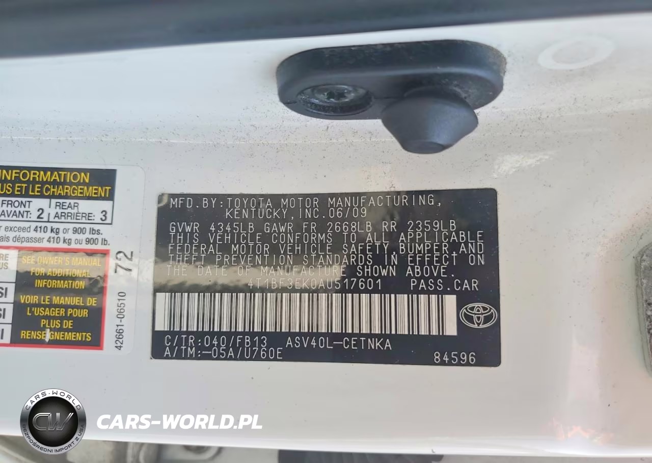 2010 Toyota Camry Base VIN:4T1BF3EK0AU517601 - 12