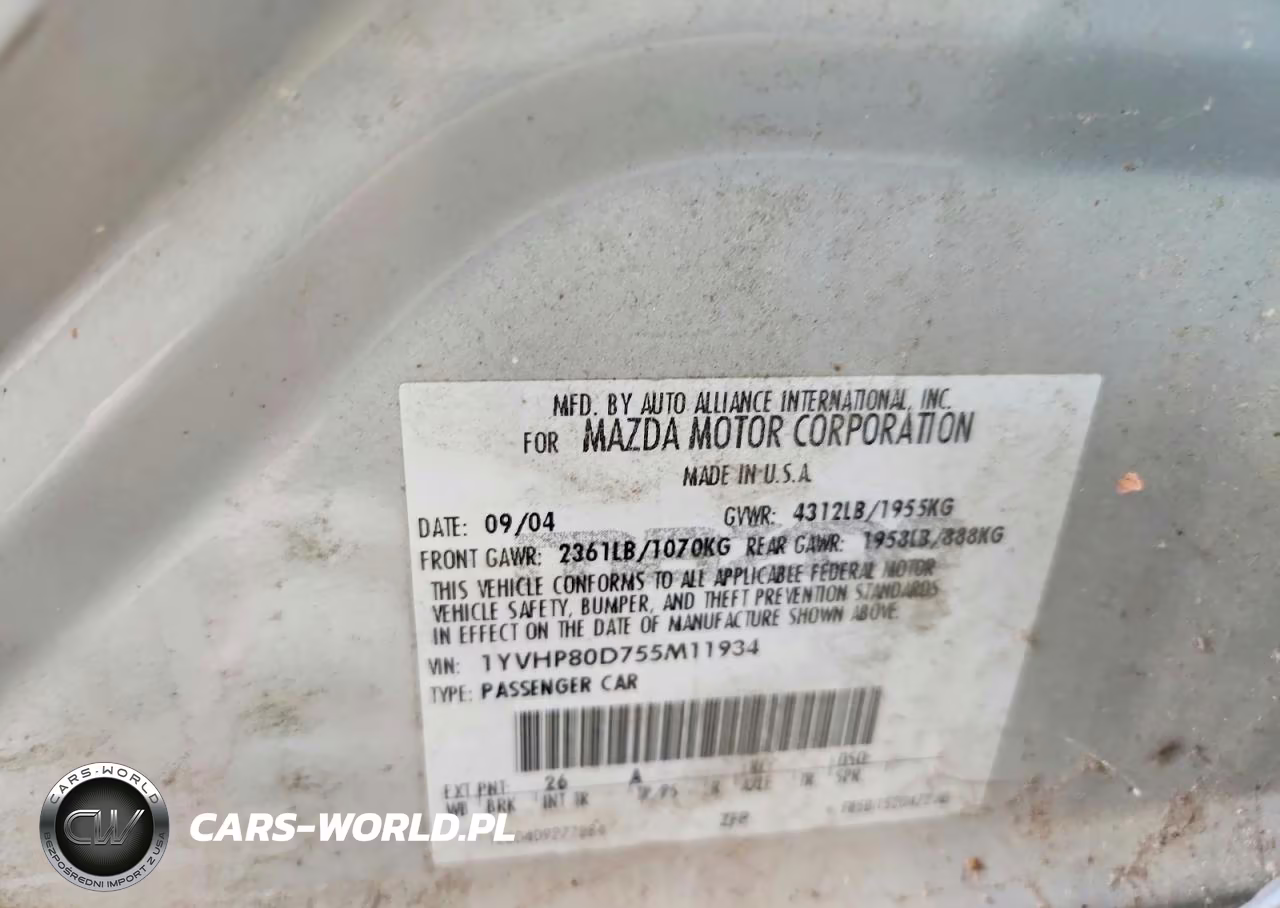 2005 Mazda Mazda6 S 4D Sedan VIN:1YVHP80D755M11934 - 12