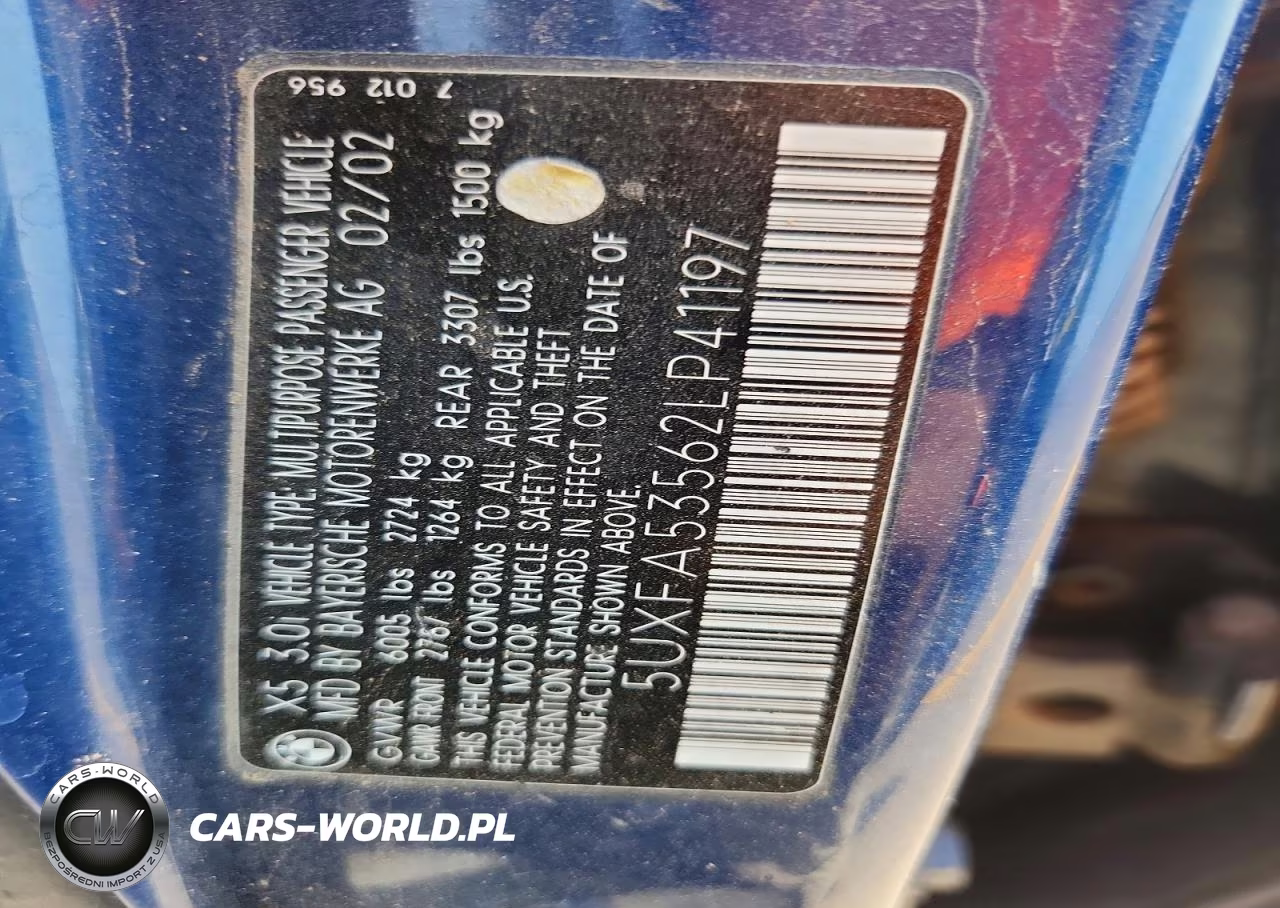 2002 BMW X5 3.0I VIN:5UXFA53562LP41197 - 12