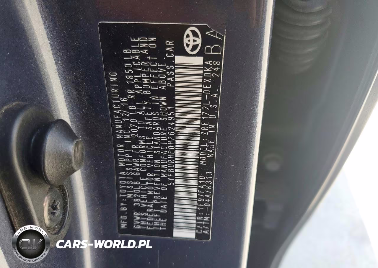 2017 Toyota Corolla L VIN:5YFBURHE0HP624951 - 12