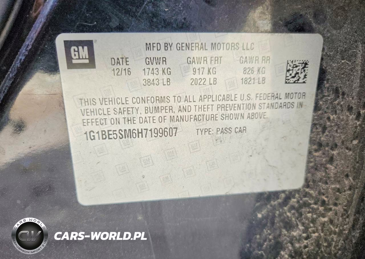 2017 Chevrolet Cruze Lt VIN:1G1BE5SM6H7199607 - 12