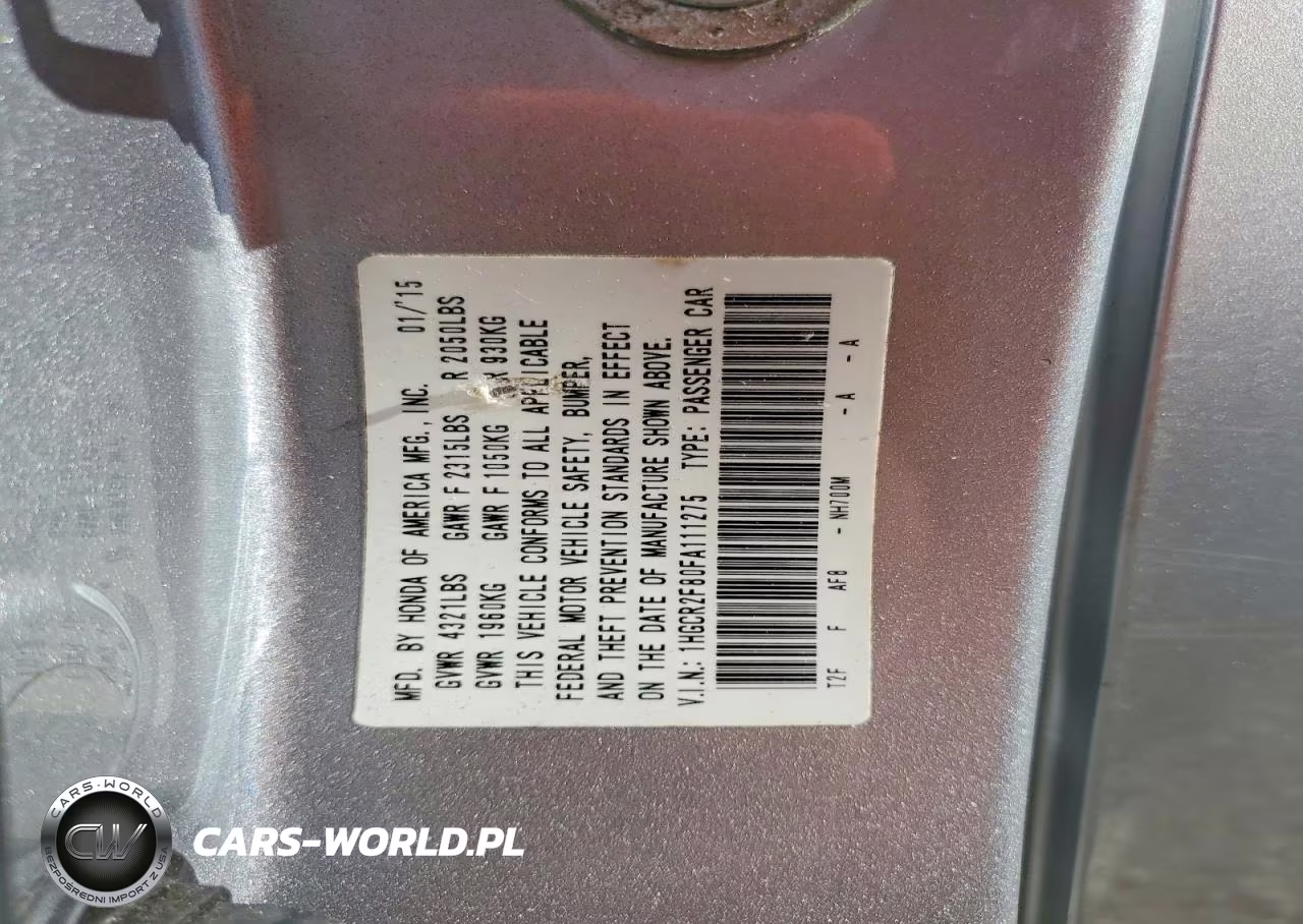 2015 Honda Accord Exl VIN:1HGCR2F80FA111275 - 13