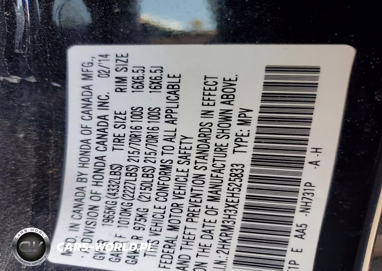 2014 Honda Cr-V Lx VIN:2HKRM3H3XEH525833 - 13