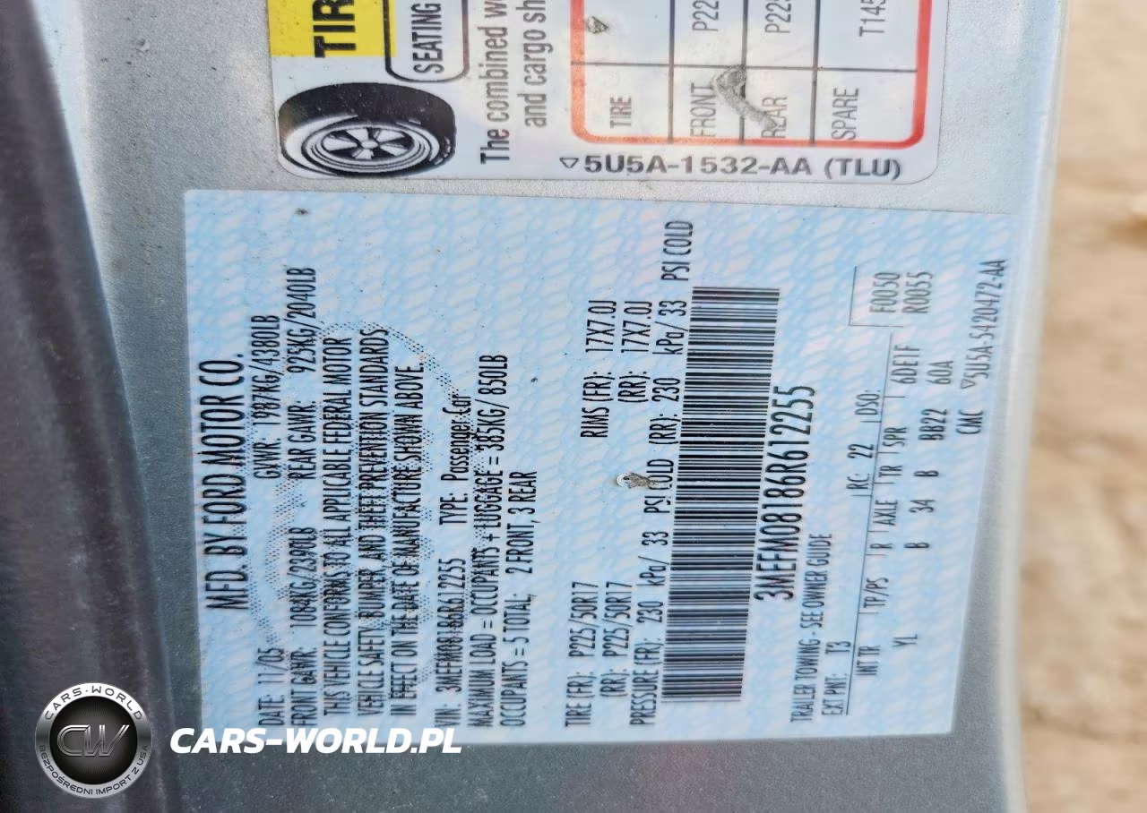2006 Mercury Milan Premier VIN:3MEFM08186R612255 - 12