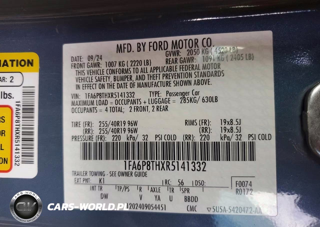 2024 Ford Mustang VIN:1FA6P8THXR5141332 - 12