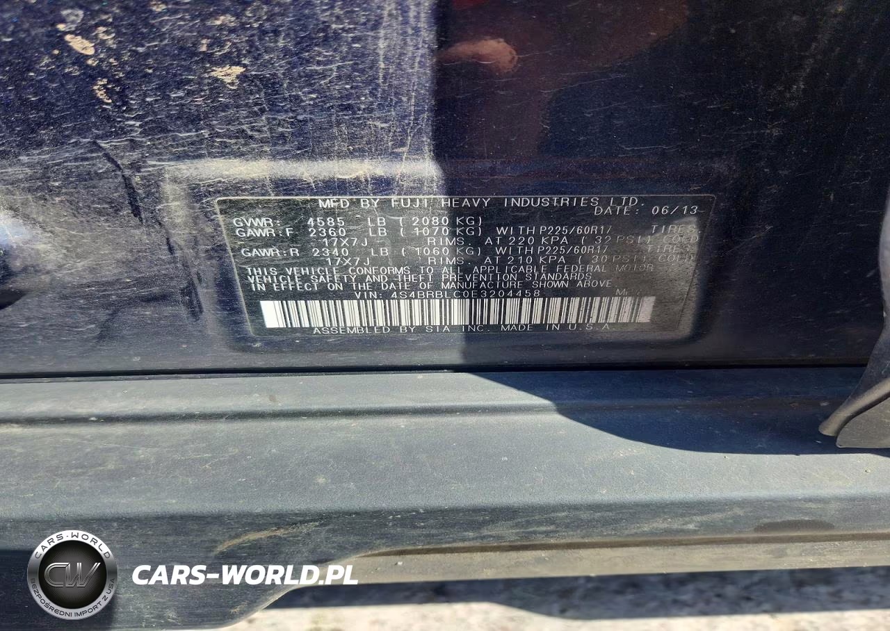 2014 Subaru Outback 2.5I Limited VIN:4S4BRBLC0E3204458 - 13