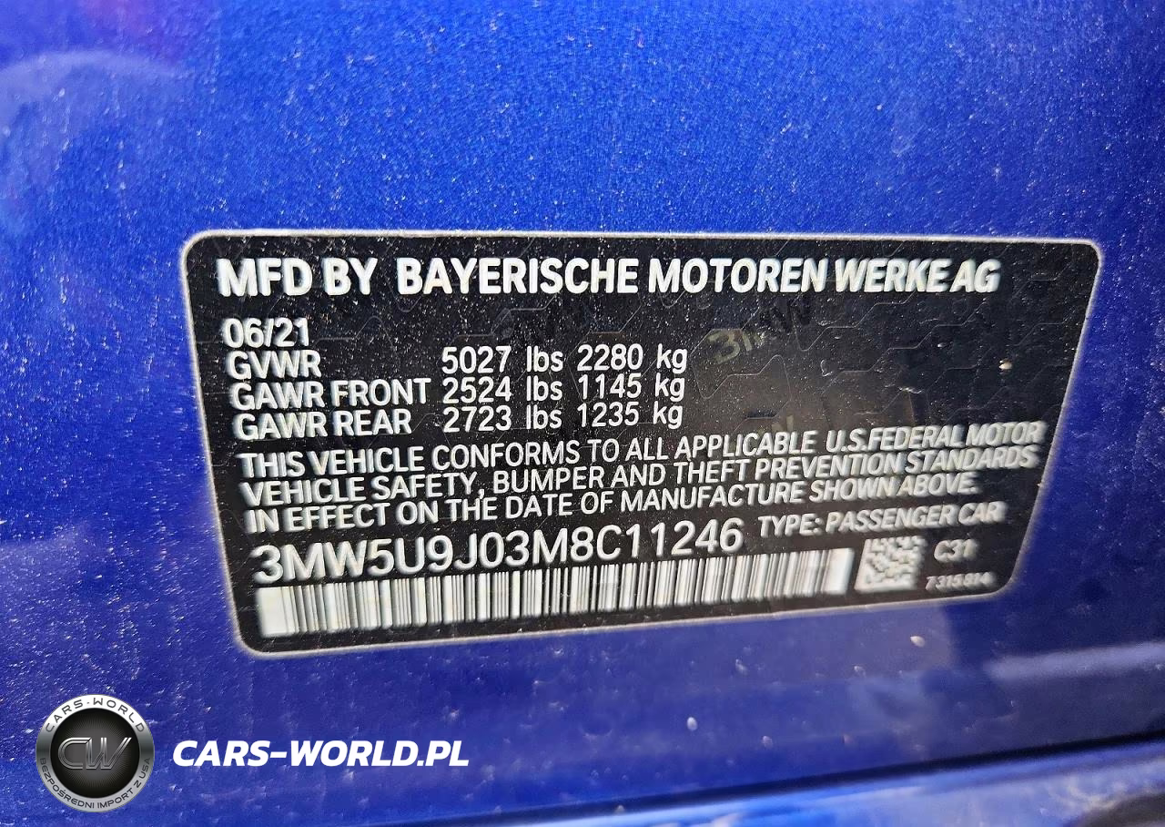 2021 BMW M340Xi VIN:3MW5U9J03M8C11246 - 12