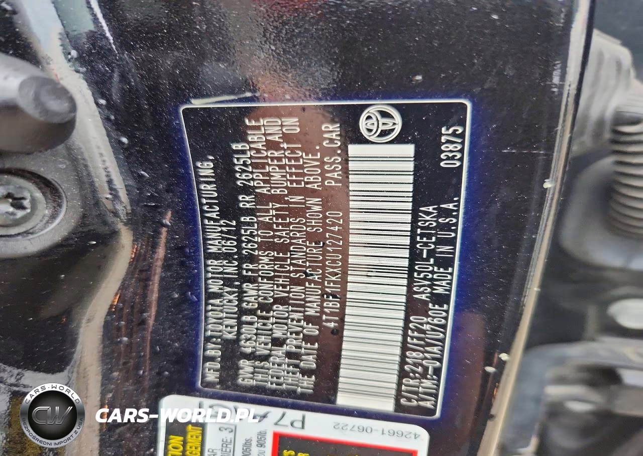 2012 Toyota Camry Se VIN:4T1BF1FKXCU127420 - 13