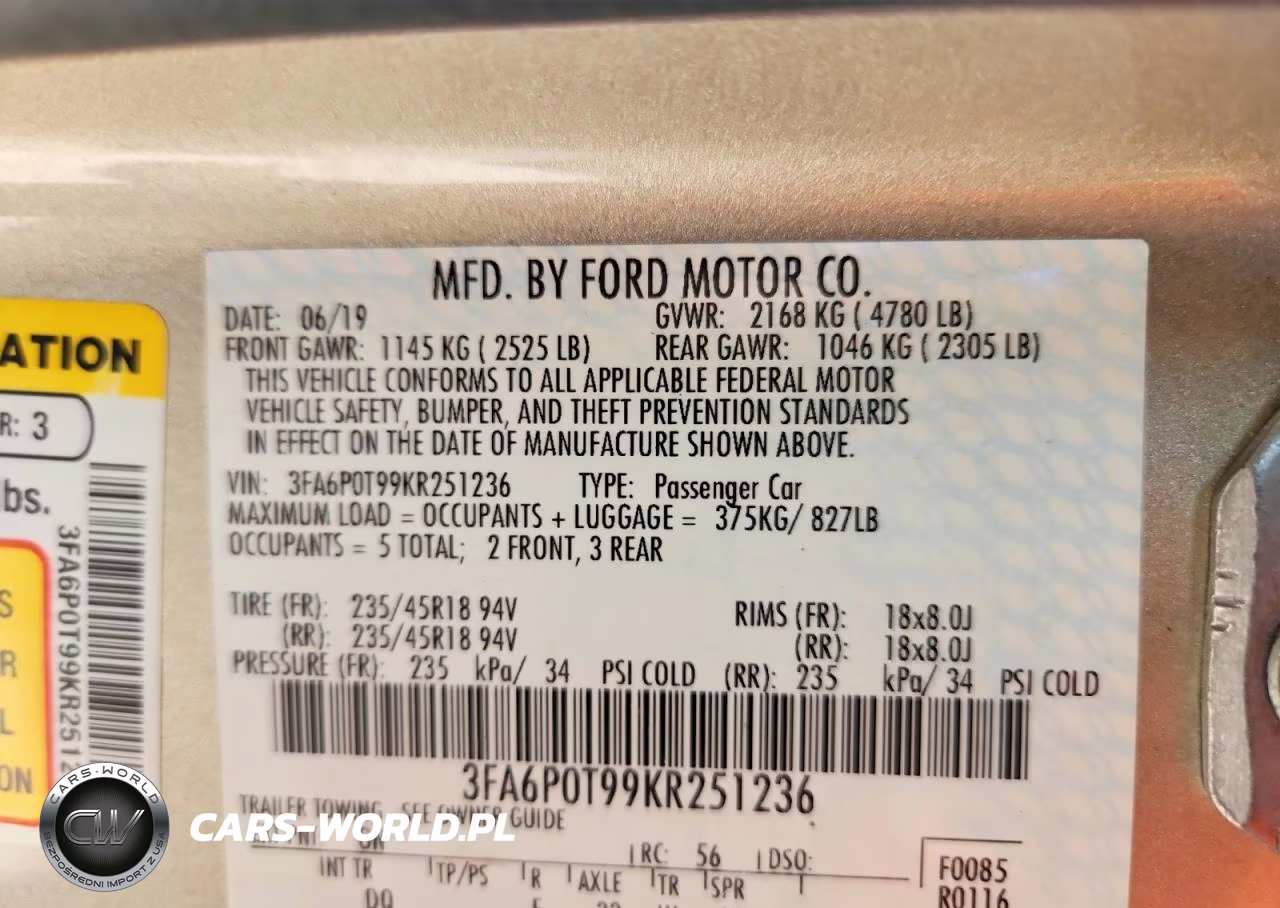 2019 Ford Fusion Se VIN:3FA6P0T99KR251236 - 12