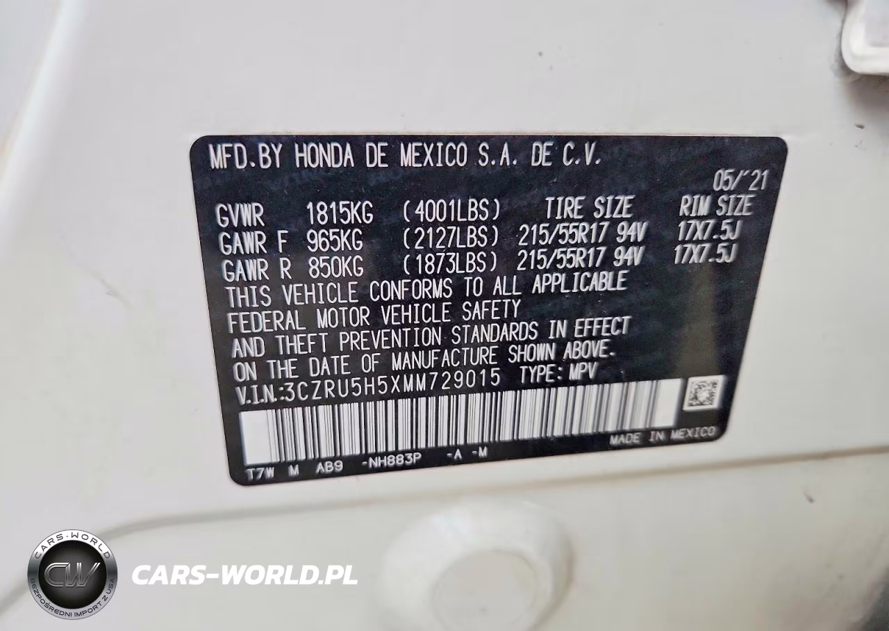 2021 Honda Hr-V Ex VIN:3CZRU5H5XMM729015 - 13