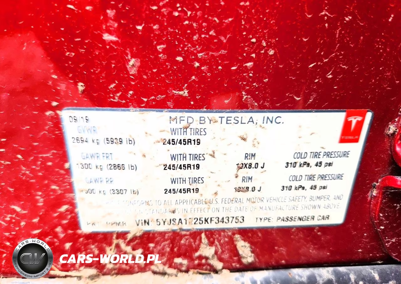 2019 Tesla Model S VIN:5YJSA1E25KF343753 - 13