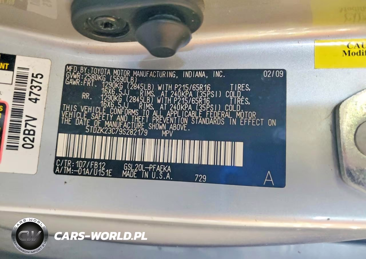 2009 Toyota Sienna Ce 7-Passenger VIN:5TDZK23C79S282179 - 13