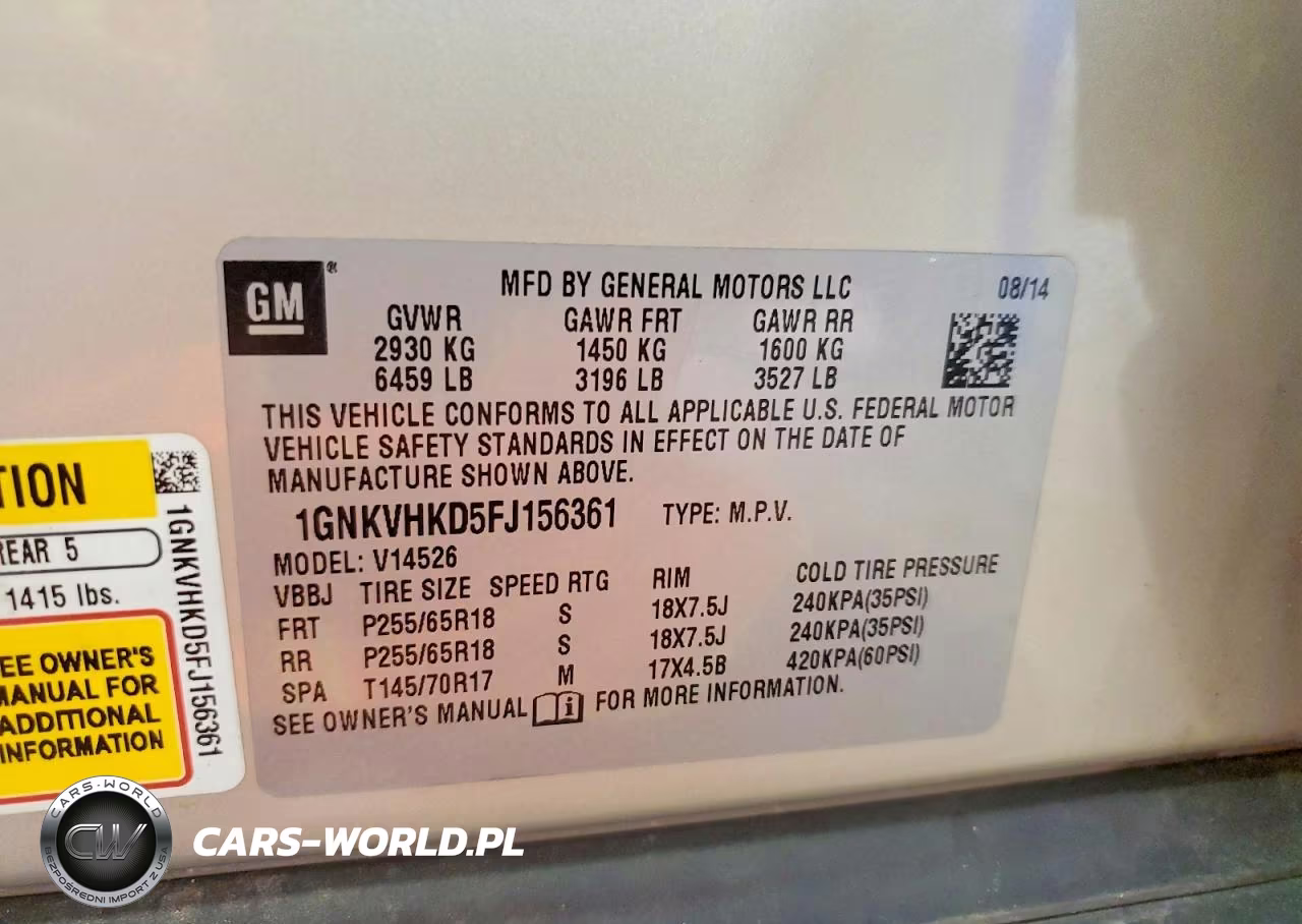 2015 Chevrolet Traverse Lt VIN:1GNKVHKD5FJ156361 - 13