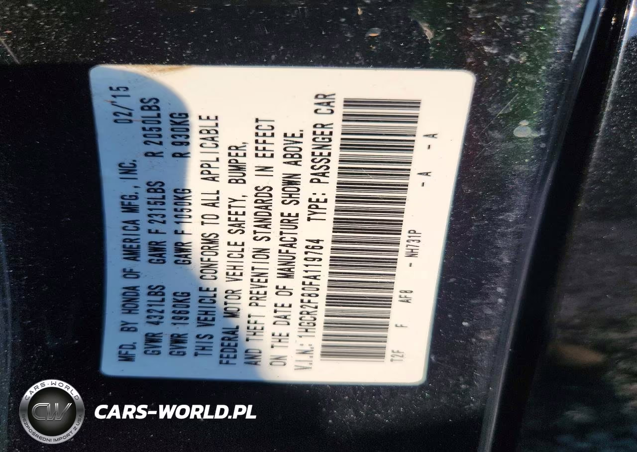 2015 Honda Accord VIN:1HZ0R2F90FA119764 - 13