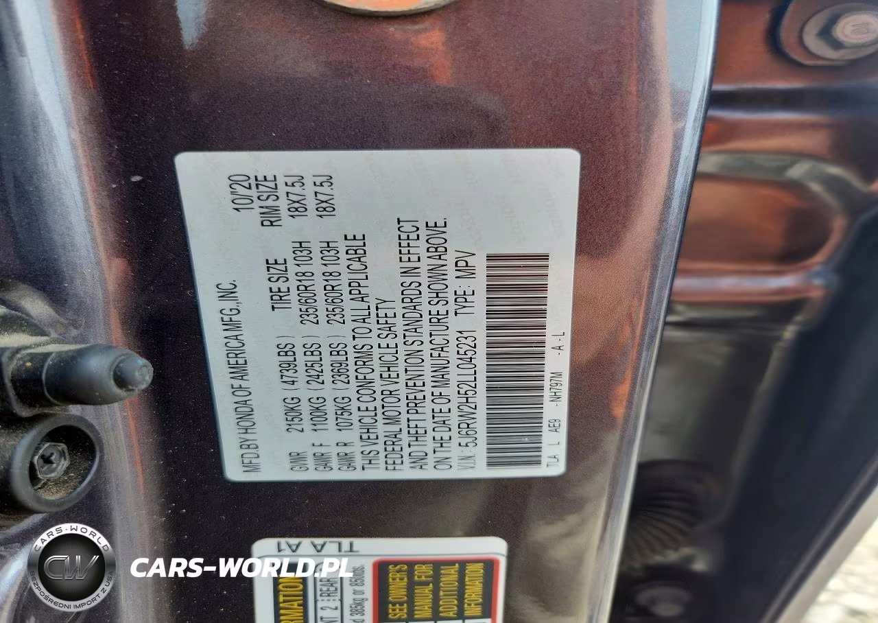 2020 Honda Cr-V Ex VIN:5J6RW2H52LL045231 - 12