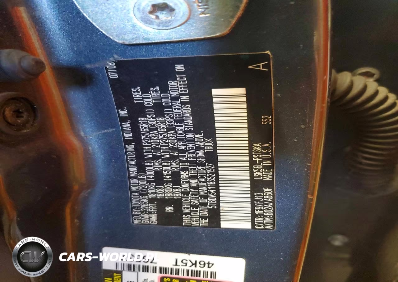 2008 Toyota Tundra Sr5 VIN:5TBDV54118S521927 - 12